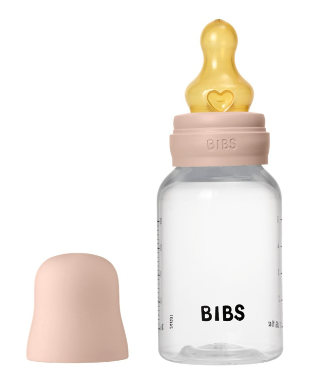 Дитяча пластикова пляшечка BIBS Baby Bottle Round Latex Blush, 150 ml - 0+m