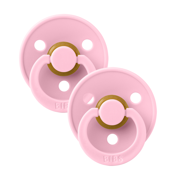 Пустушка BIBS 0-6 m Colour Latex Round (кругла) - Baby Pink/Baby Pink, 2 шт