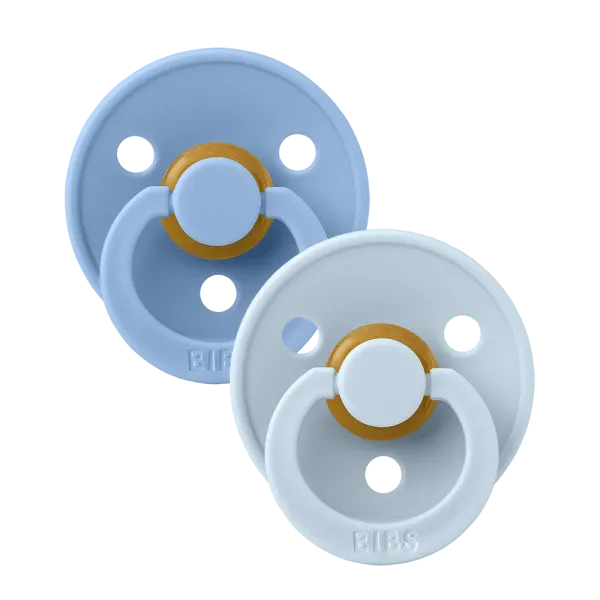Соска BIBS 6-18 мес Colour Latex Round (кругла) – Baby Blue / Sky Blue , 2 шт