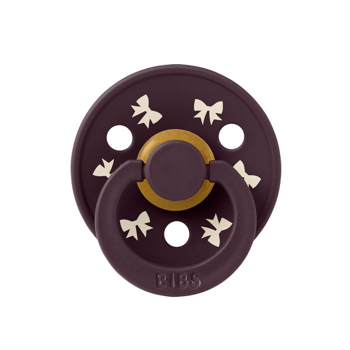 Пустушка BIBS 0-6 m Pacifier Colour Holiday Bow Latex Round (кругла) – Plum Ivory