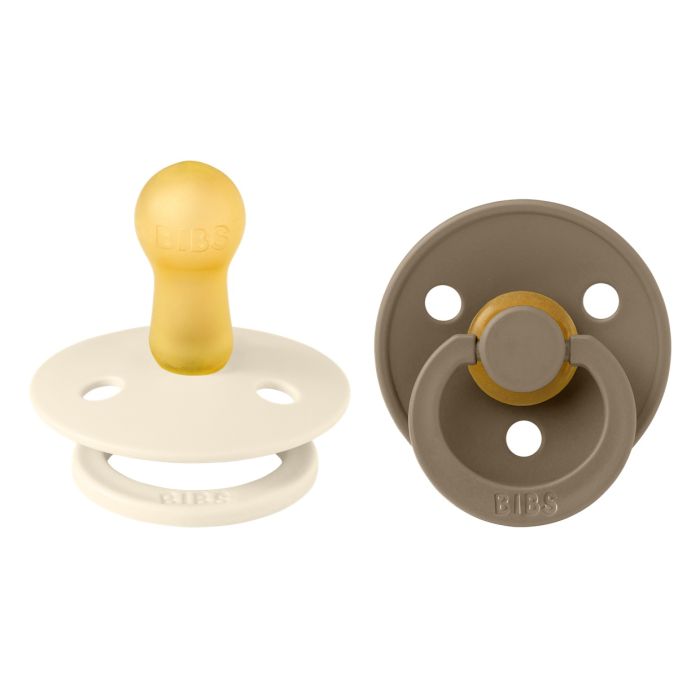 Соска BIBS 0-6 мес Colour Latex Round (кругла) - Dark Oak/Ivory, 2 шт
