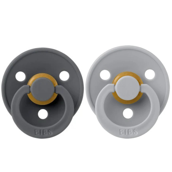 Соска BIBS 0-6 мес Colour Latex Round (кругла) - Iron / Cloud, 2 шт