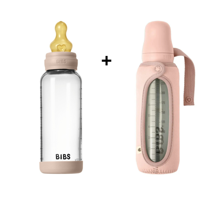 Набір пустушки та тримач для соски BIBS Colour Pacifier & Loop Clip Gift Set Latex – Blush