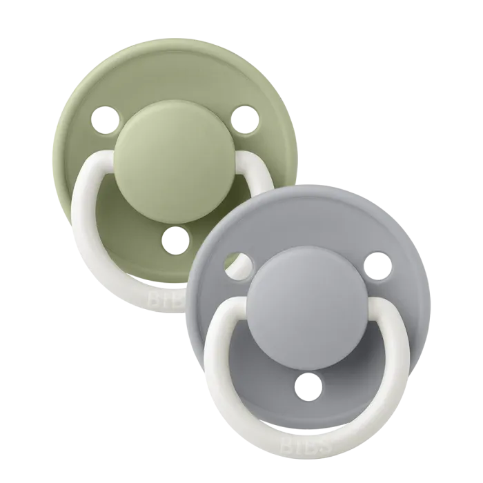 Пустушка BIBS 0-36 m De Lux - Sage/Cloud GLOW, 2 шт