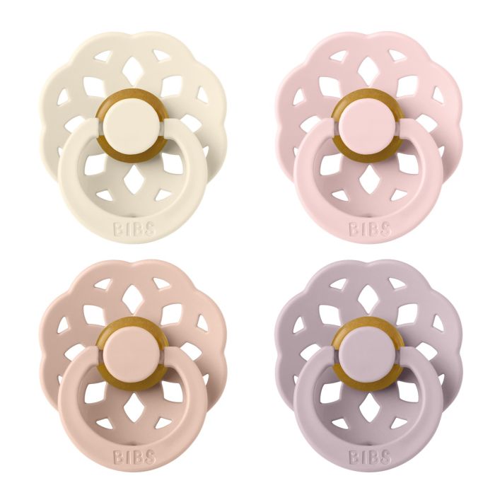 Соски пустушки BIBS 6-18 m Boheme Latex Round (круглі) 4 PACK – Ivory/Blush/Blossom/Dusky Lilac