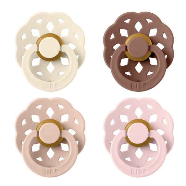 Пустушки BIBS 0-6 m Boheme Latex Round (круглі) Ivory/Blush/Woodchuck/Blossom 4 PACK