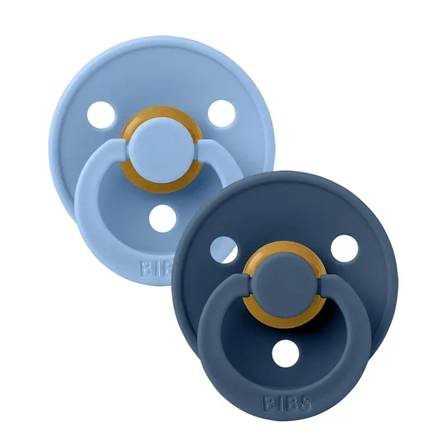 Пустушка Bibs 6-18 міс Colour Latex Round (кругла) - Sky Blue/Steel, 2 шт