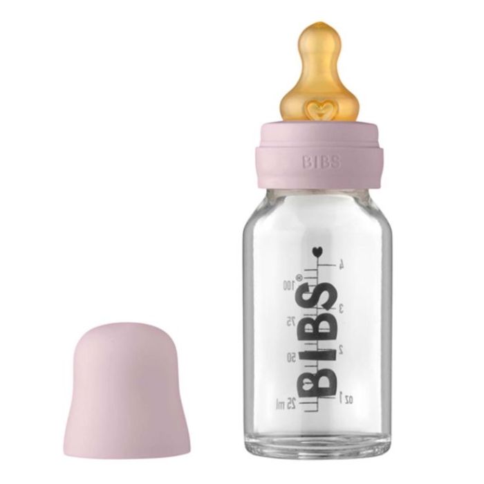 Скляна дитяча пляшечка BIBS Baby Glass Bottle повний комплект Dusky Lilac, 110 ml 