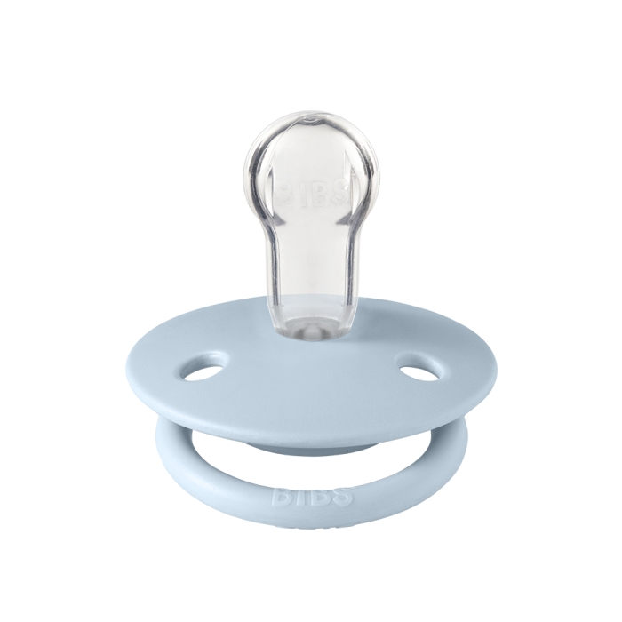 Пустушка BIBS 0-36 мiс De Lux Silicone Round - Baby Blue/Iron 2 шт.