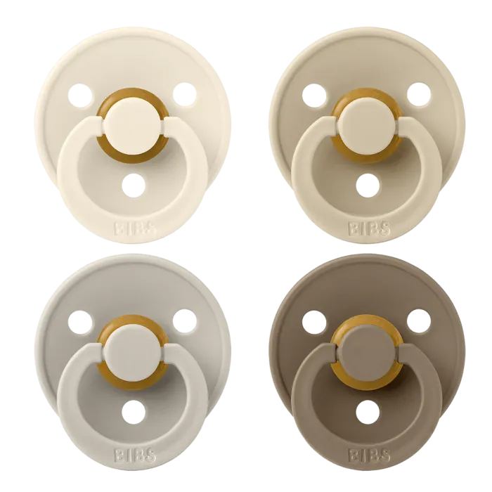 Соски пустушки BIBS Colour Latex Round (круглі) 4 PACK – Ivory/Sand/Vanilla