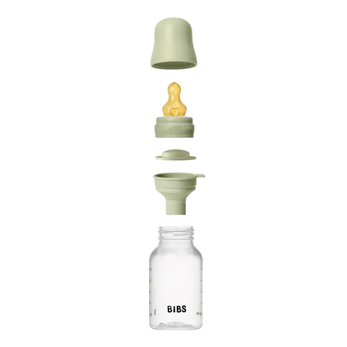 Дитяча пластикова пляшечка BIBS Baby Bottle Round Latex 150 ml Slow Flow Sage