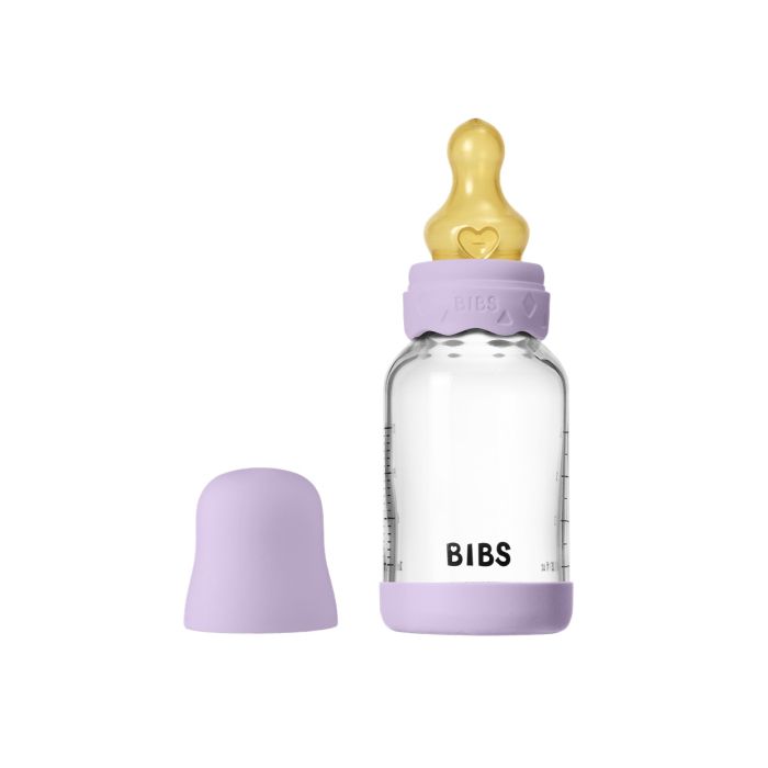 Скляна дитяча пляшечка BIBS Glass Boheme Baby Bottle Round Latex 120 ml, 0+m