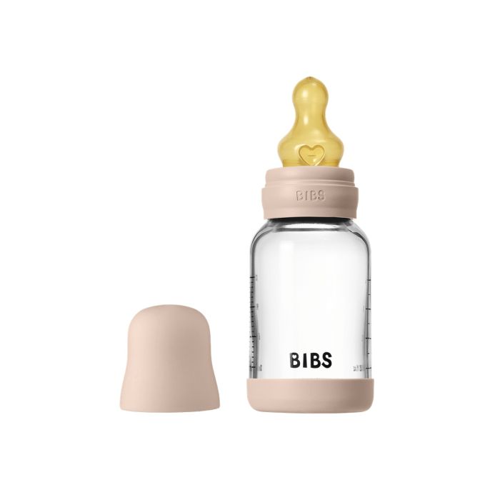 Скляна дитяча пляшечка BIBS Baby Glass Bottle повний комплект Blush - 120 ml