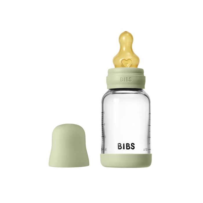 Скляна дитяча пляшечка BIBS Baby Glass Bottle повний комплект - 120 ml - Sage