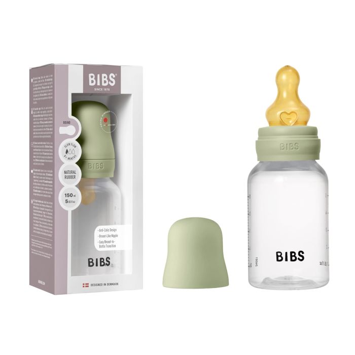 Дитяча пластикова пляшечка BIBS Baby Bottle Round Latex 150 ml Slow Flow Sage