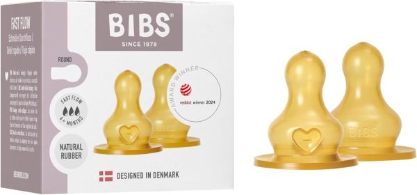 Змінні соски для пляшечки BIBS Bottle Niple 2 pack Latex Fast Flow (швидкий потік)