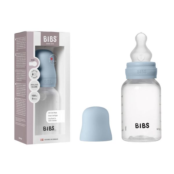 Пластикова дитяча пляшечка BIBS Baby Bottle Silicone 150 ml Slow Flow (повільний потік) Blue