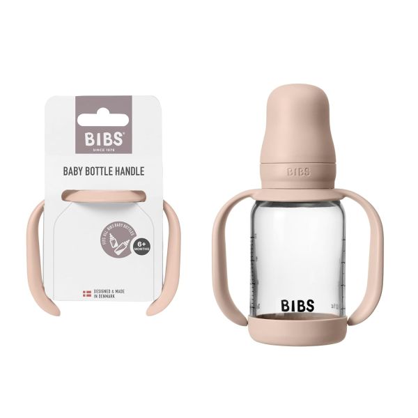Набір скляна дитяча пляшечка BIBS Baby Glass Bottle Blush та ручки для тримання 120 ml