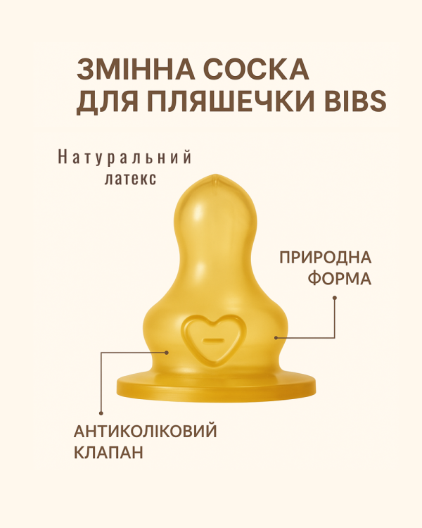 Соска BIBS  для пляшечки Bottle Niple Latex Slow Flow (Повільний потік) 1 шт