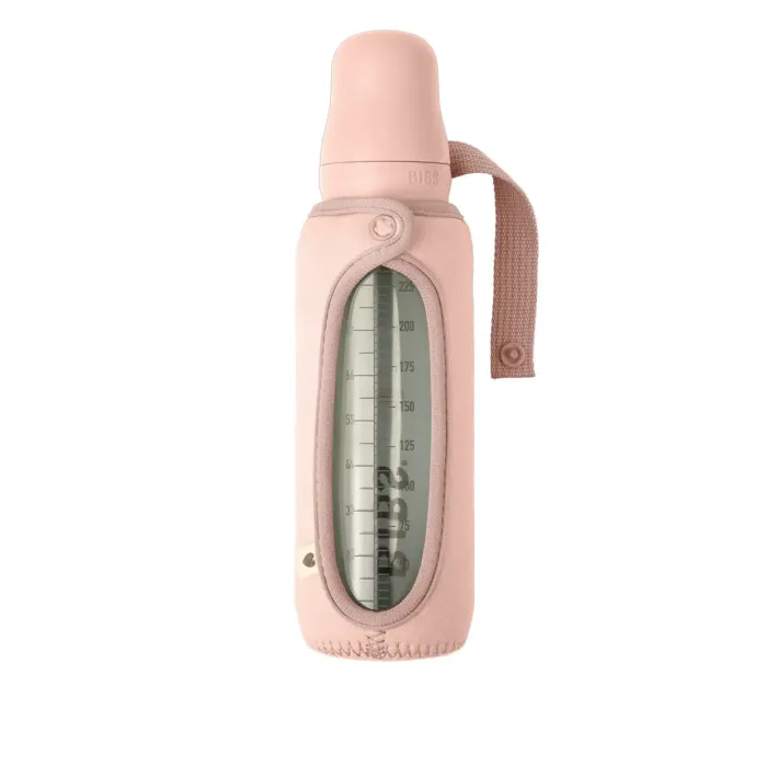 Скляна дитяча пляшечка BIBS Baby Glass Bottle повний комплект Blush - 240 ml + Чохол в подарунок