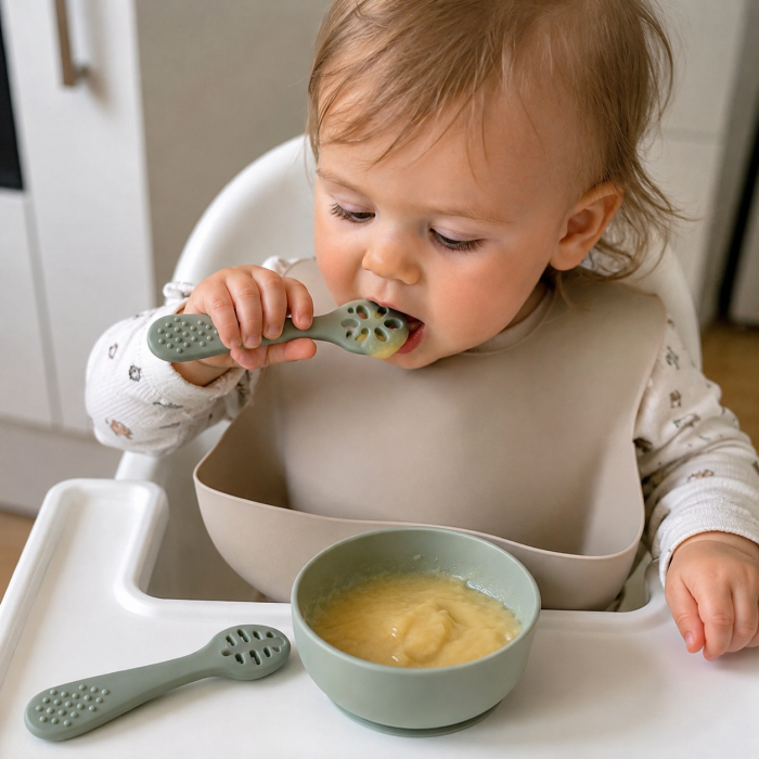 Силіконові дитячі прибори Pre Spoon Green tea