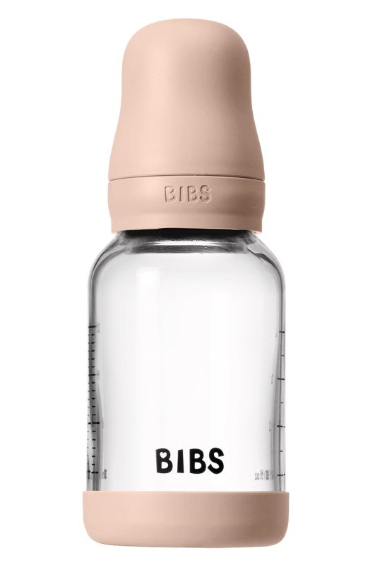 Скляна  BIBS Baby Glass Bottle дитяча пляшечка повний комплект  Blush - 120 ml