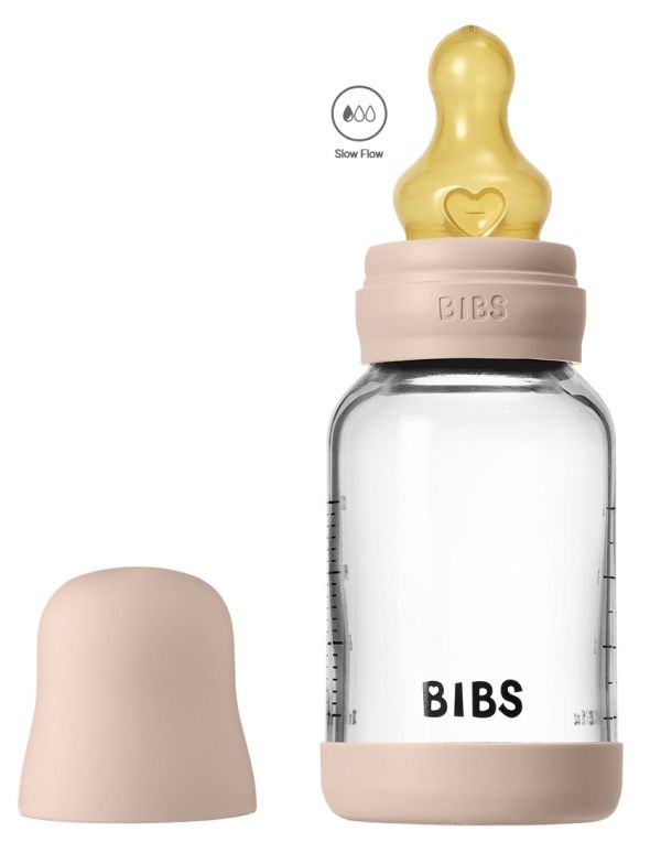 Скляна  BIBS Baby Glass Bottle дитяча пляшечка повний комплект  Blush - 120 ml