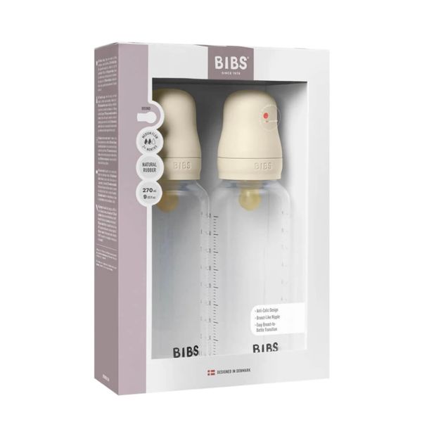 Набор детских бутылочек BIBS Grow  Round Latex 270 мл – Ivory, 2 шт