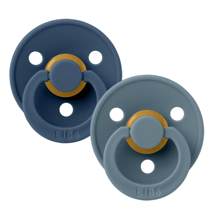 Соска BIBS 0-6 m  Colour Latex Round Steel Blue / Petrol, 2 шт