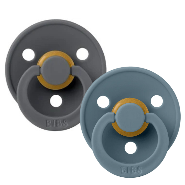 Набір пустушок BIBS 0-6 Colour Latex Round - Iron / Petrol, 2 шт
