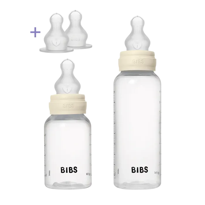 Набір дитячих пляшечок BIBS Grow and Flow Round Silicone 150 мл/270 мл – Ivory