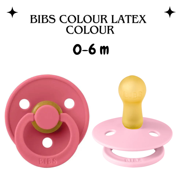 Пустушка BIBS 0-6 Colour Latex Round (кругла) – Lavender / Baby Pink , 2 шт
