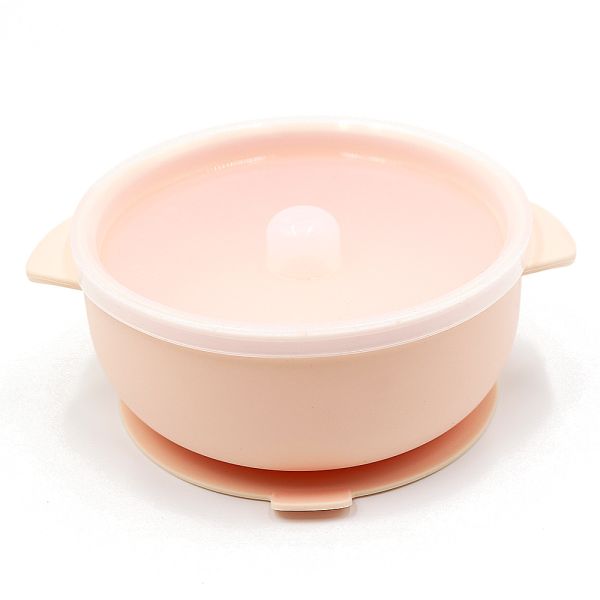 Силіконова тарілка з кришкою – Soft Pink
