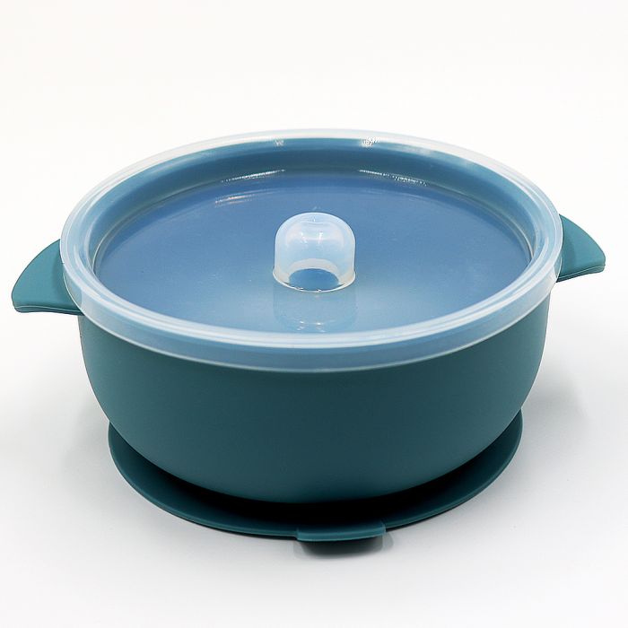 Силіконова тарілка з кришкою Smoke Blue
