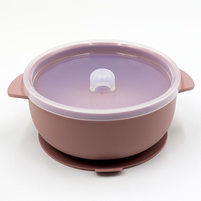 Силіконова тарілка з кришкою Pale Mauve