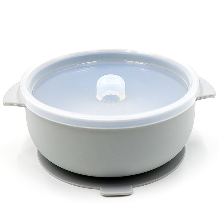 Силіконова тарілка з кришкою Light Gray