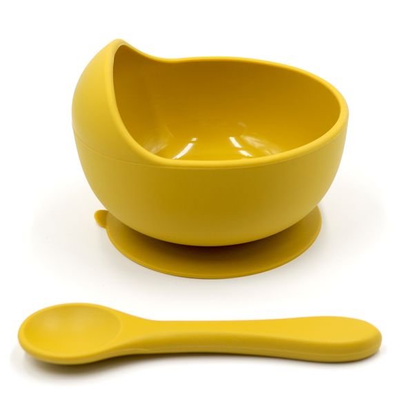 Силиконовая тарелка на присоске с ложкой – Mustard