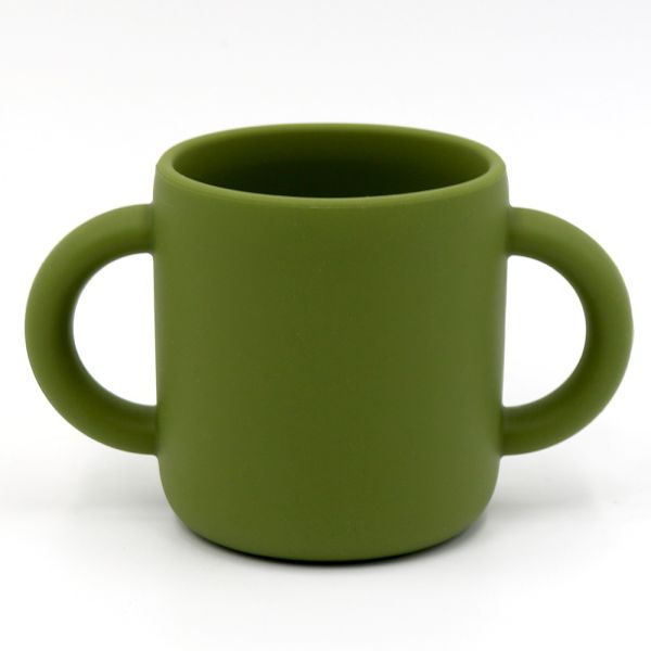 Силіконовий поїльник, чаша з двома ручками Army Green