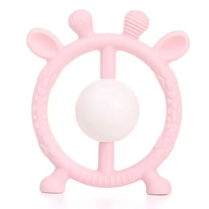 Брязкальце силіконове Жираф Pink