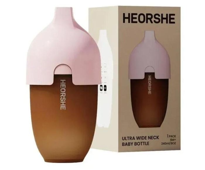 Пляшечка антиколікова HEORSHE - Рожева 240 ml, 6m