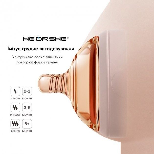 Пляшечка антиколікова HEORSHE - Black, (0+m)  з подарунковою змінною насадкою (3+m),  160 мл