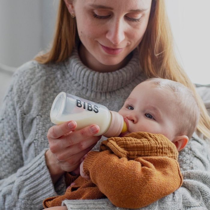 Скляна дитяча пляшечка BIBS Baby Glass Bottle повний комплект  225 ml - Cloud