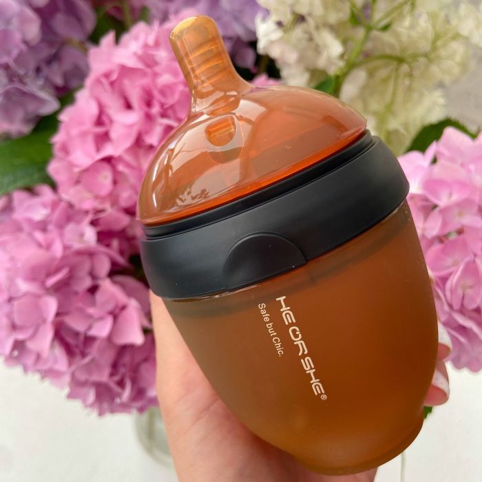 Пляшечка антиколікова HEORSHE - Black, (0+m)  з подарунковою змінною насадкою (3+m),  160 мл