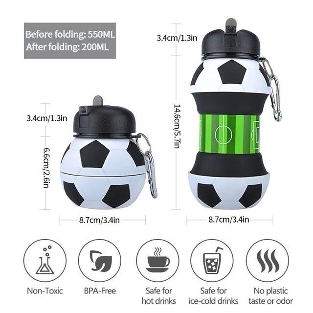 Силіконова бутилка для води Football Bottle