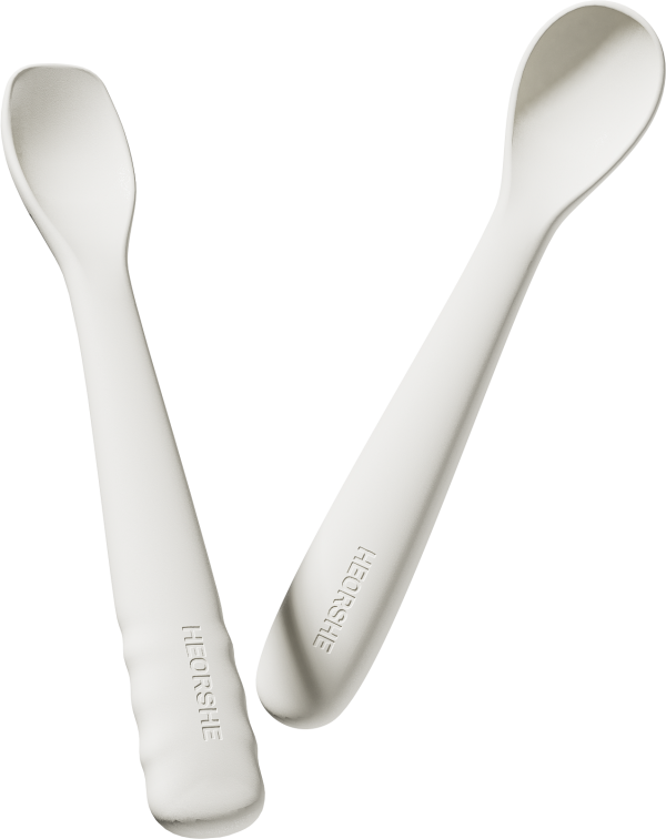 Силіконові дитячі прибори Heorshe 2шт в контейнері для зберігання - White