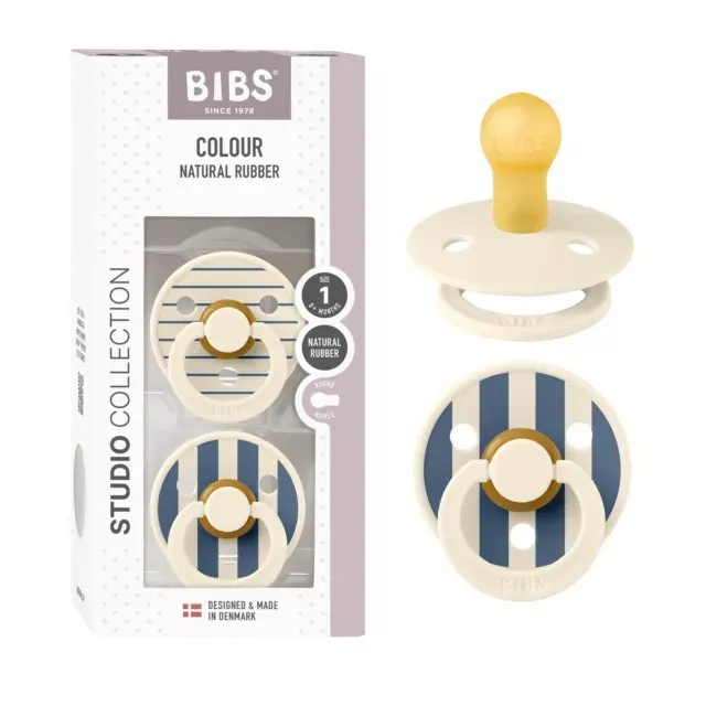 Соска BIBS 0-6 m  Colour Latex (кругла) Pin – Ivory / Steel Blue Mix, 2 шт