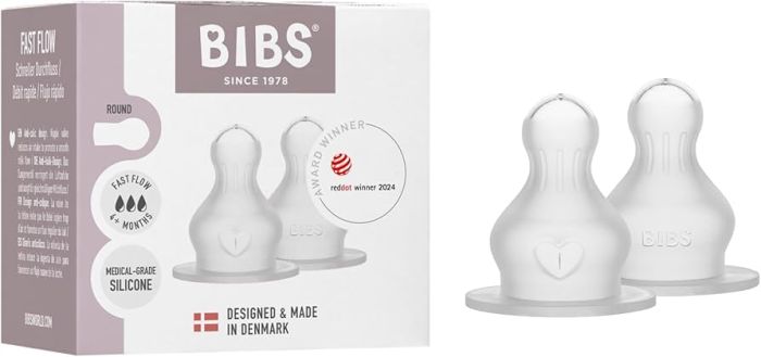 Змінні силіконові антиколікові соски для дитячих пляшечок BIBS (потік середній), 2 шт. в упаковці