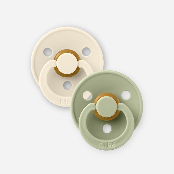 Соска BIBS 6-18 m Colour Latex Round  Ivory / Sage, 2 шт