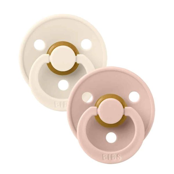 Набір пустушок BIBS 0-6 m  Colour Latex Round  Ivory / Blush, 2 PACK