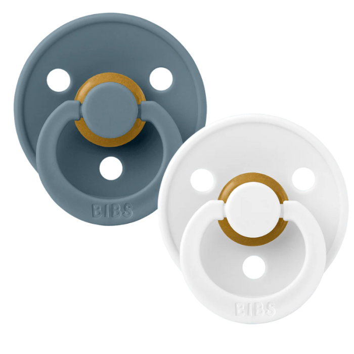 Пустушка BIBS 0-6 Colour Latex Round (кругла) – Petrol / White, 2 шт